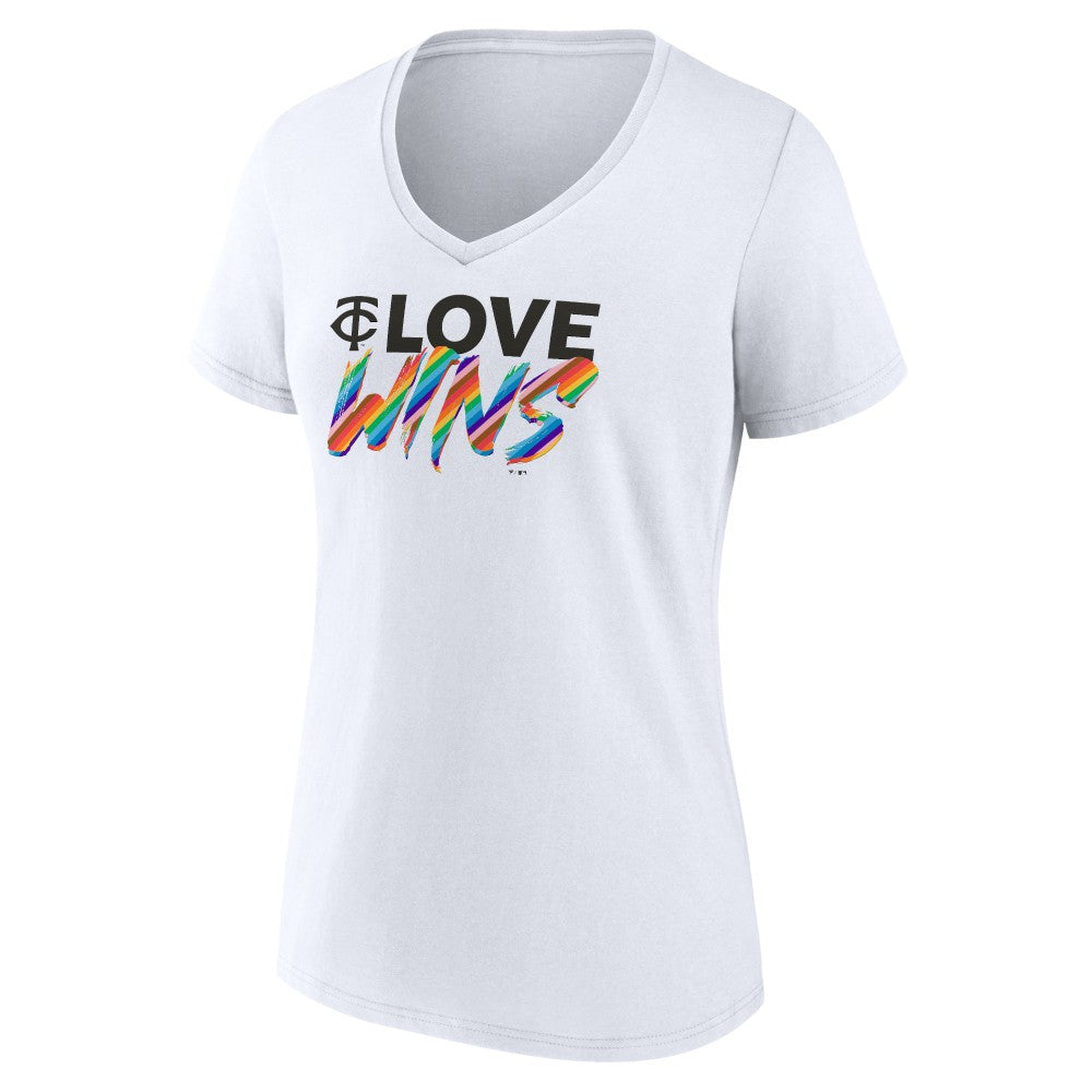 MLB Minnesota Twins Women's Love Wins V-Neck T-Shirt
