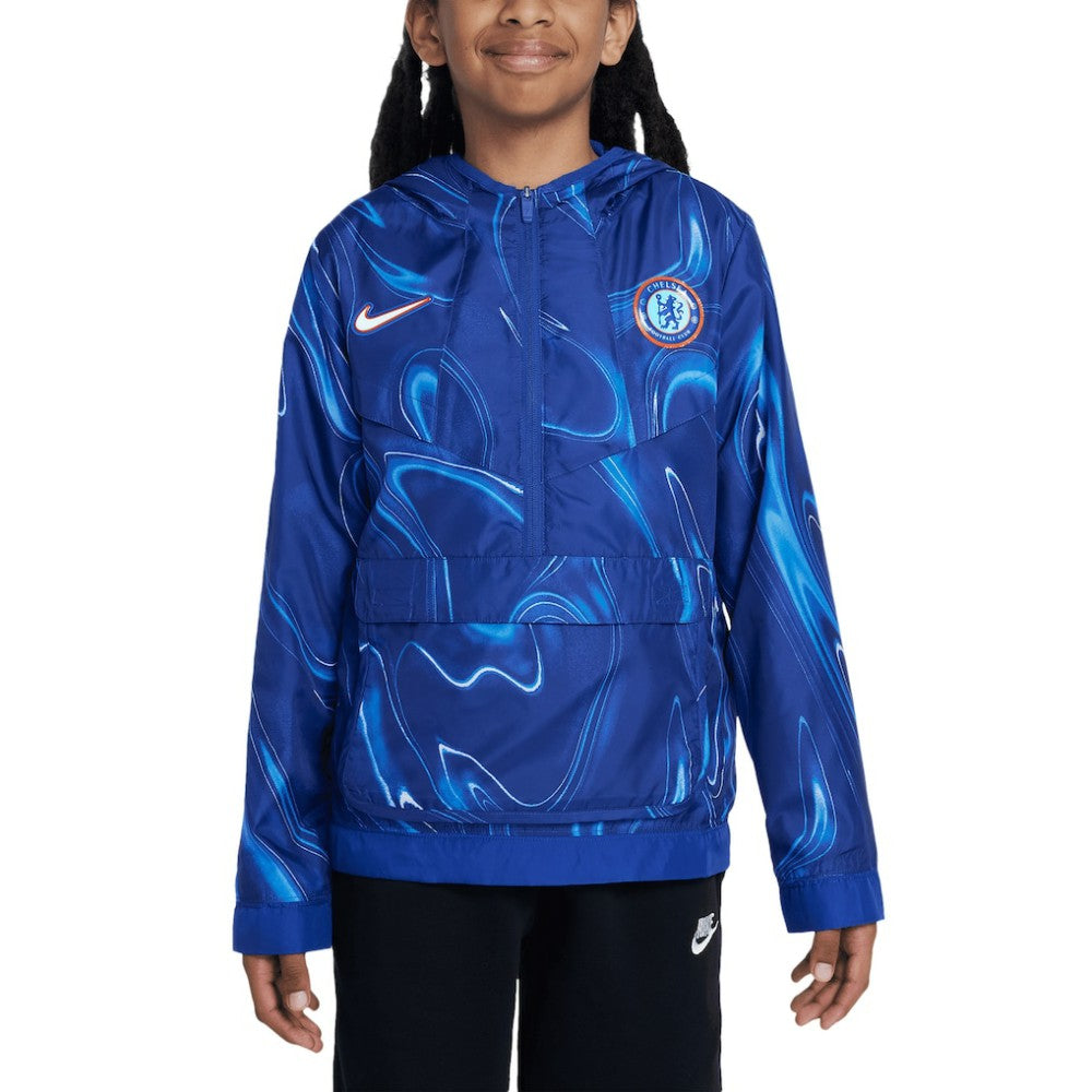 Chelsea Youth Amplify Anorak Half-Zip Hoodie Jacket - Nike Blue
