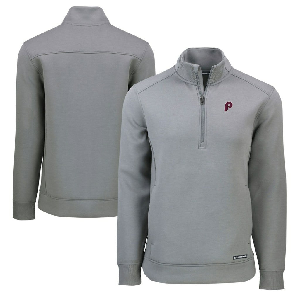 MLB Philadelphia Phillies Cutter & Buck Cooperstown Collection Roam Eco Recycled Quarter-Zip Pullover