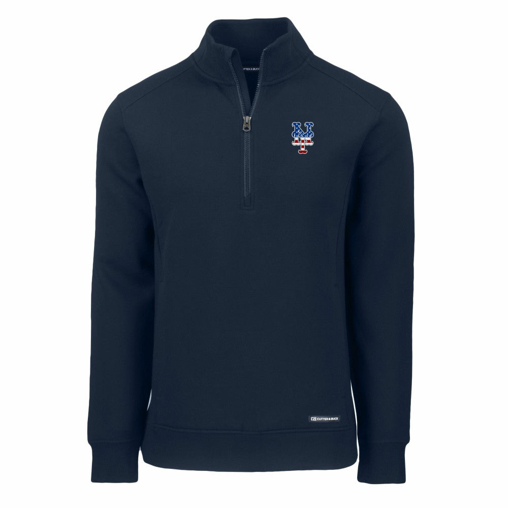 MLB New York Mets Cutter & Buck Americana Roam Eco Recycled Quarter-Zip Sweatshirt