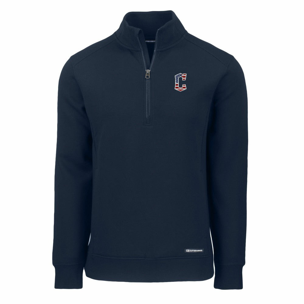 MLB Cleveland Guardians Cutter & Buck Americana Roam Eco Recycled Quarter-Zip Sweatshirt