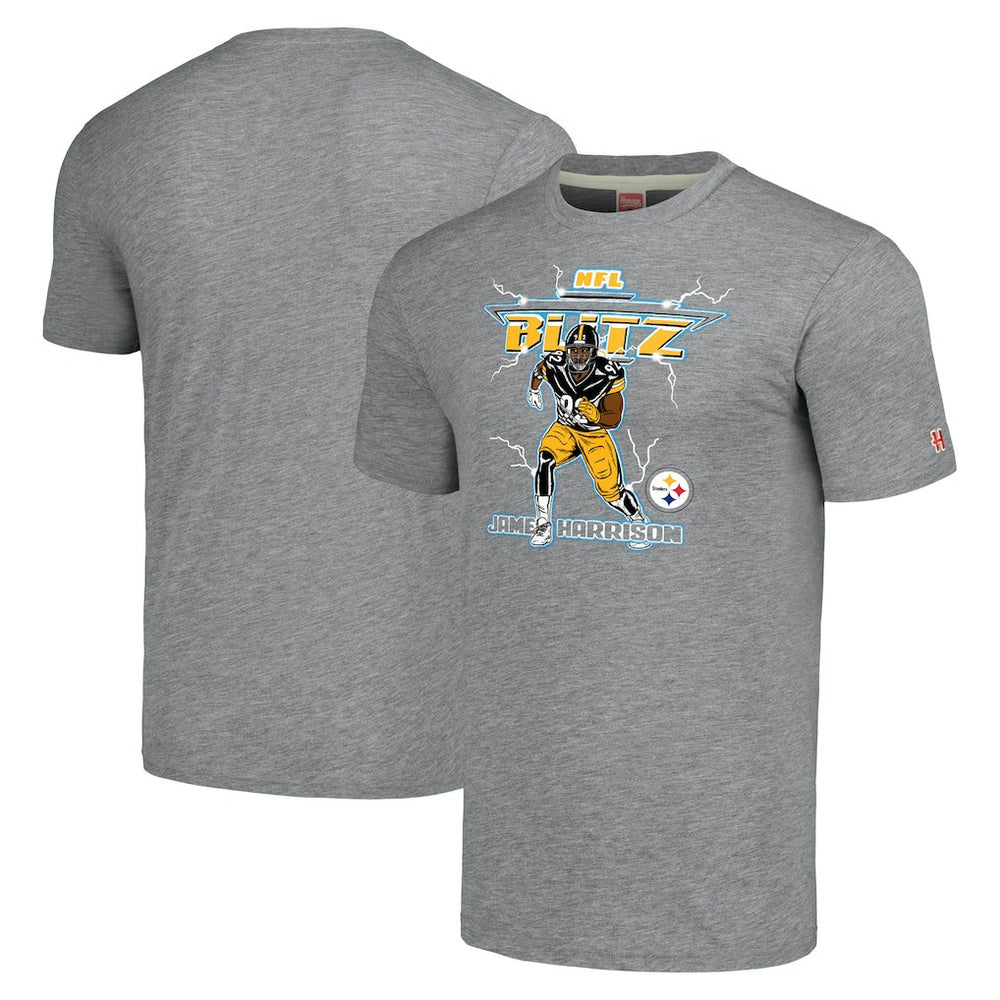 James Harrison  Homage Unisex NFL Blitz Retired Player Tri-Blend T-Shirt - Pittsburgh Steelers