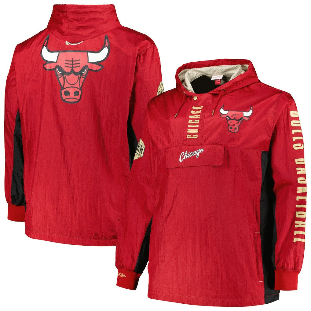 NBA Chicago Bulls Big & Tall Hardwood Classics Team OG 2.0 Anorak Hoodie Quarter-Zip Windbreaker Jacket