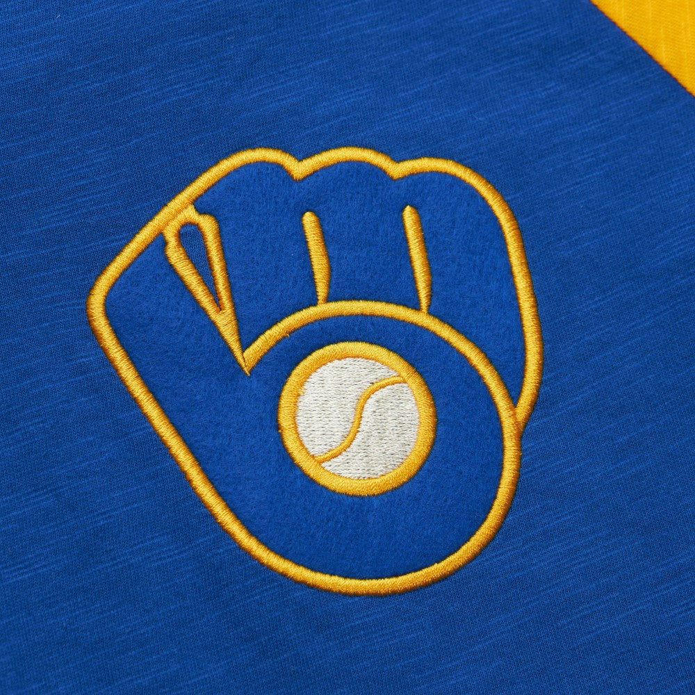 MLB Milwaukee Brewers Mitchell & Ness Cooperstown Collection Legendary Raglan Slub Henley 3/4-Sleeve T-Shirt