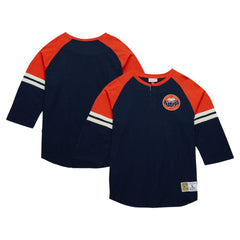 MLB Houston Astros Mitchell & Ness Cooperstown Collection Legendary Raglan Slub Henley 3/4-Sleeve T-Shirt