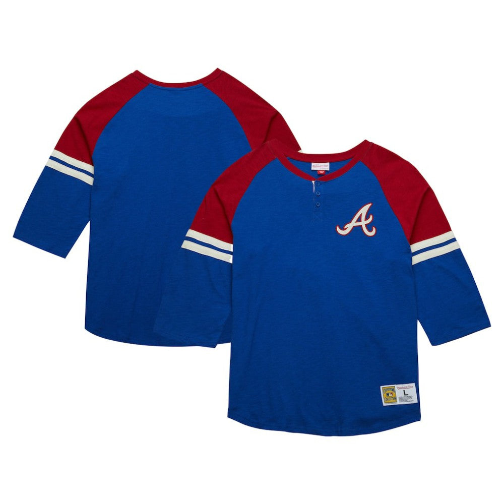 MLB Atlanta Braves Mitchell & Ness Cooperstown Collection Legendary Raglan Slub Henley 3/4-Sleeve T-Shirt