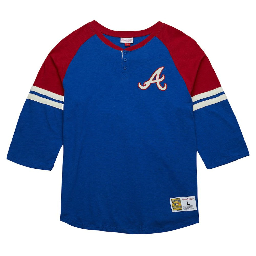 MLB Atlanta Braves Mitchell & Ness Cooperstown Collection Legendary Raglan Slub Henley 3/4-Sleeve T-Shirt
