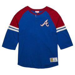 MLB Atlanta Braves Mitchell & Ness Cooperstown Collection Legendary Raglan Slub Henley 3/4-Sleeve T-Shirt