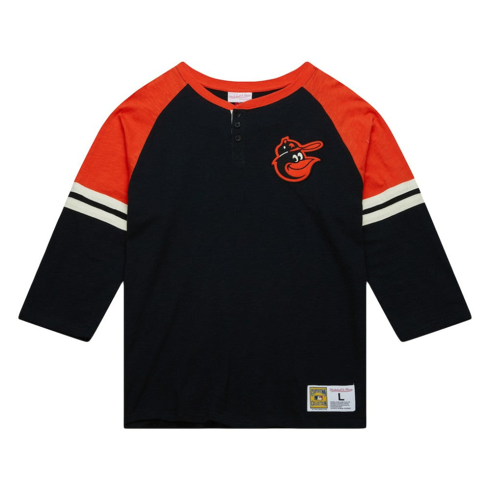 MLB Baltimore Orioles Mitchell & Ness Cooperstown Collection Legendary Raglan Slub Henley 3/4-Sleeve T-Shirt