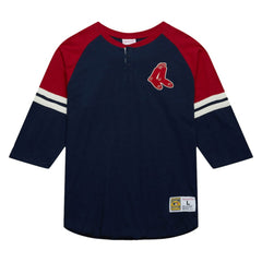 MLB Boston Red Sox Mitchell & Ness Cooperstown Collection Legendary Raglan Slub Henley 3/4-Sleeve T-Shirt