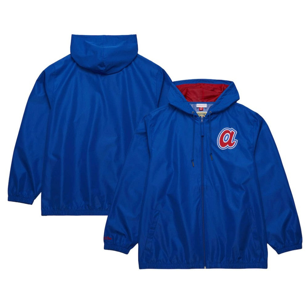 MLB Atlanta Braves Mitchell & Ness Cooperstown Collection Vintage Logo Full-Zip Hoodie Windbreaker Jacket