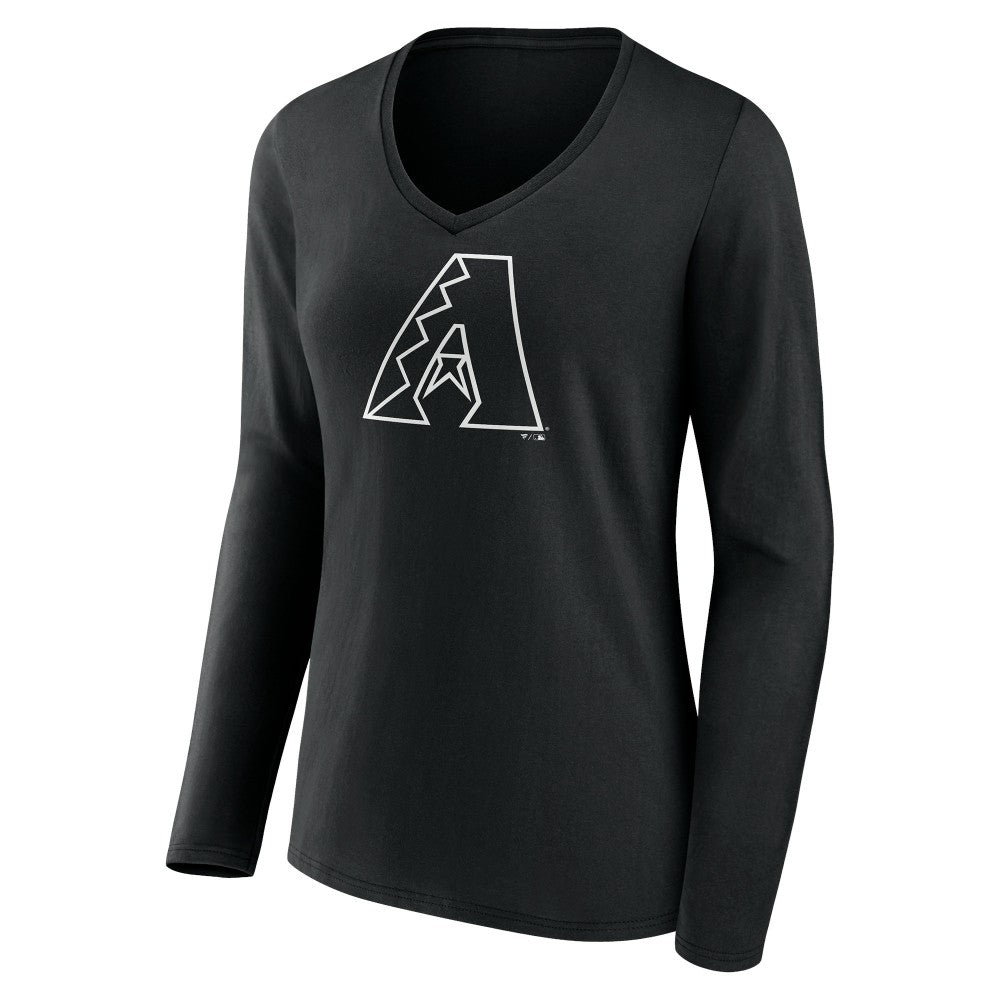 MLB Arizona Diamondbacks Women's Monochrome Personalized Name & Number Long Sleeve V-Neck T-Shirt