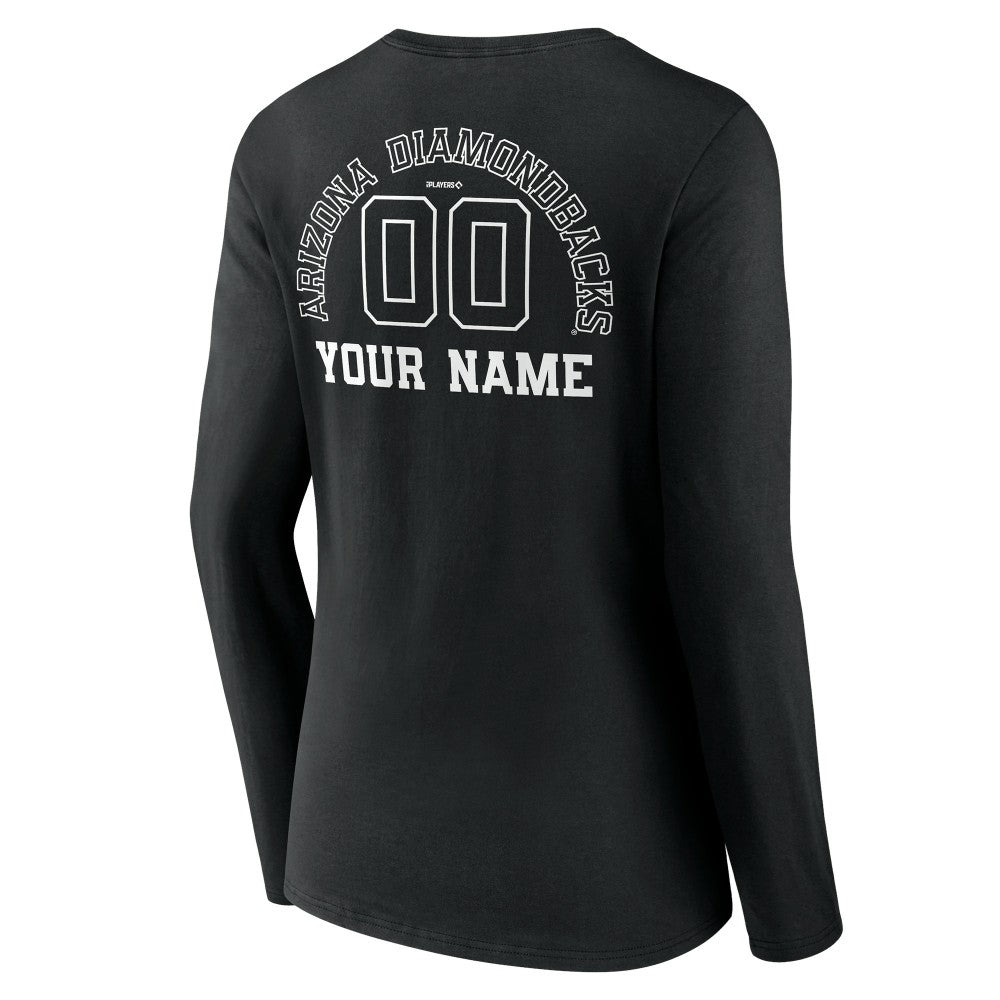 MLB Arizona Diamondbacks Women's Monochrome Personalized Name & Number Long Sleeve V-Neck T-Shirt