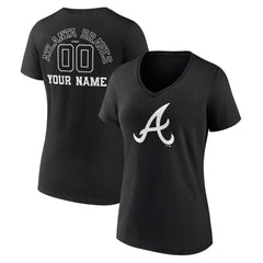 MLB Atlanta Braves Women's Monochrome Personalized Name & Number V-Neck T-Shirt