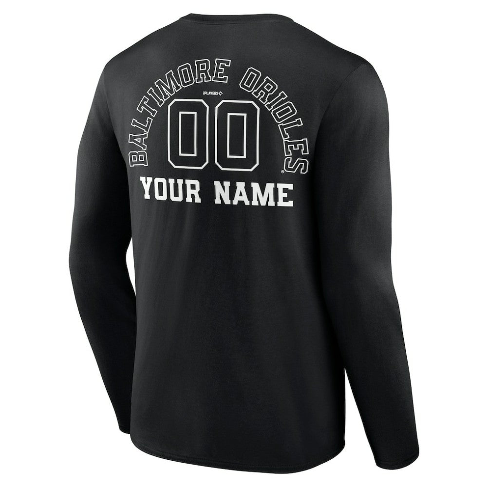 MLB Baltimore Orioles Monochrome Personalized Name & Number Long Sleeve T-Shirt