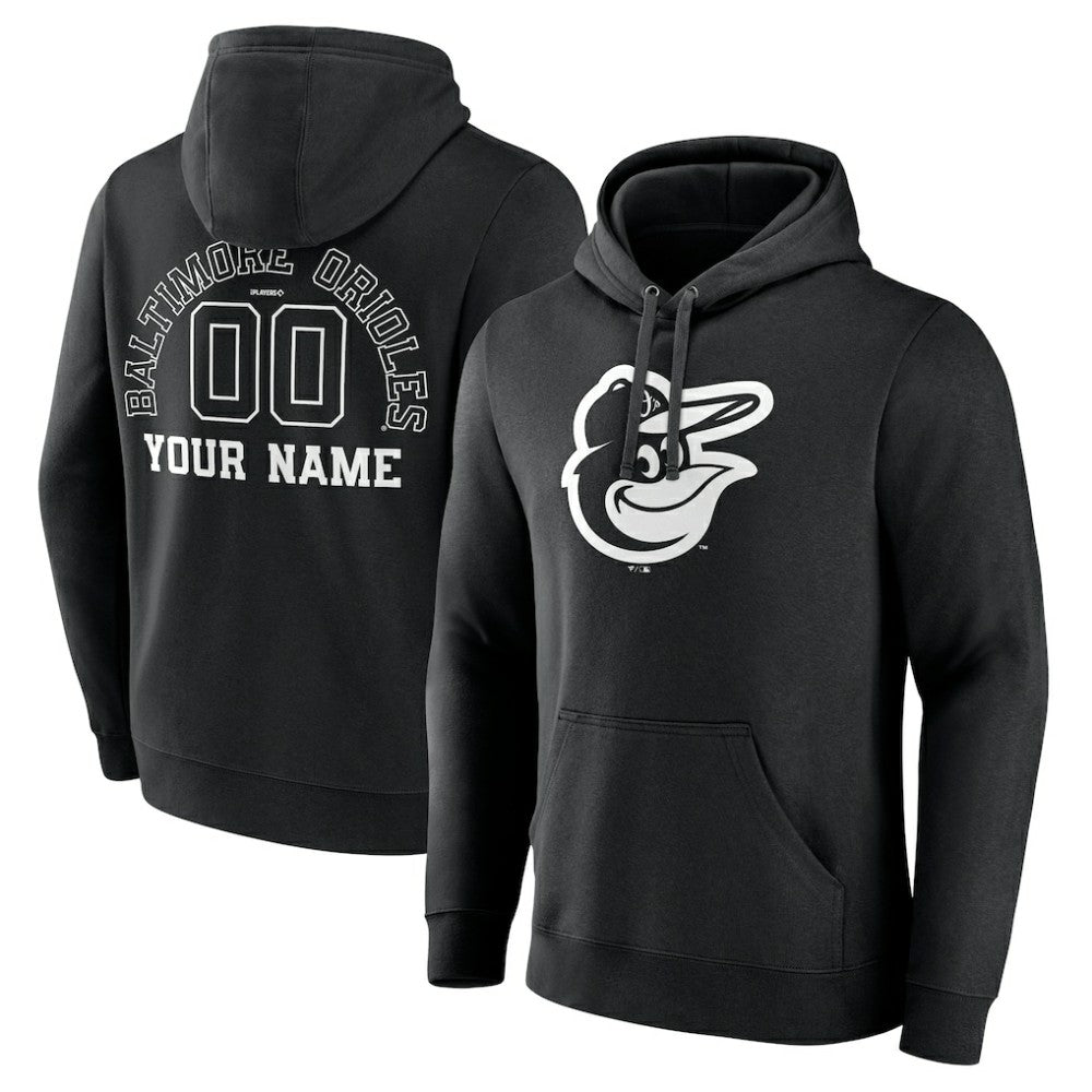 MLB Baltimore Orioles Monochrome Personalized Name & Number Pullover Hoodie