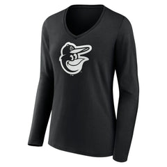 MLB Baltimore Orioles Women's Monochrome Personalized Name & Number Long Sleeve V-Neck T-Shirt