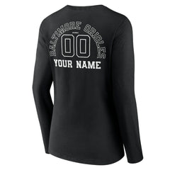 MLB Baltimore Orioles Women's Monochrome Personalized Name & Number Long Sleeve V-Neck T-Shirt