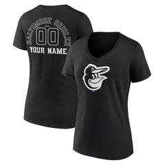 MLB Baltimore Orioles Women's Monochrome Personalized Name & Number V-Neck T-Shirt