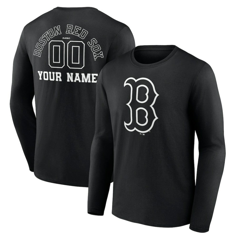 MLB Boston Red Sox Monochrome Personalized Name & Number Long Sleeve T-Shirt