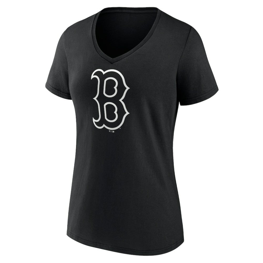 MLB Boston Red Sox Women's Monochrome Personalized Name & Number V-Neck T-Shirt