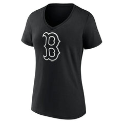 MLB Boston Red Sox Women's Monochrome Personalized Name & Number V-Neck T-Shirt