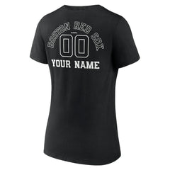 MLB Boston Red Sox Women's Monochrome Personalized Name & Number V-Neck T-Shirt