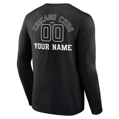 MLB Chicago Cubs Monochrome Personalized Name & Number Long Sleeve T-Shirt