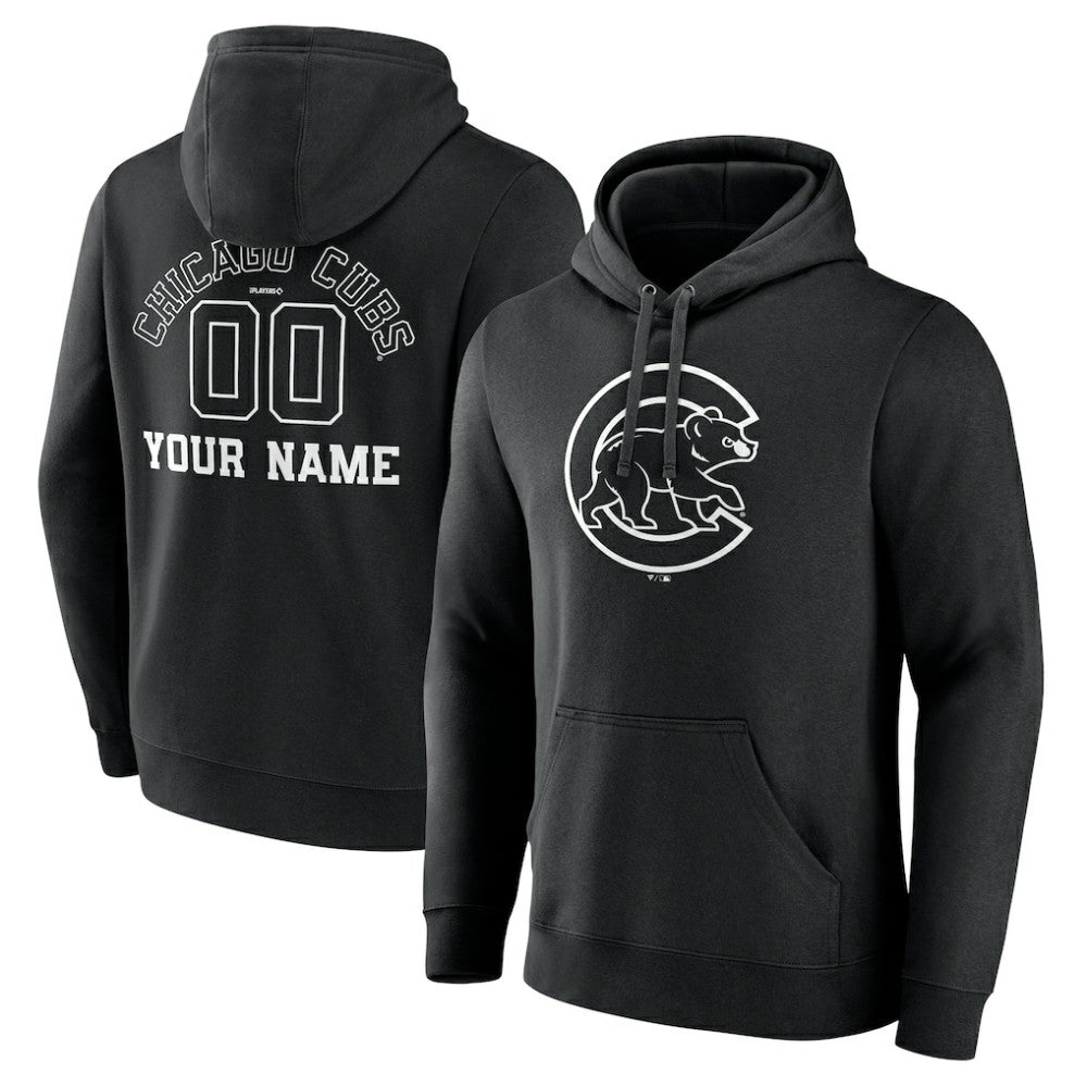 MLB Chicago Cubs Monochrome Personalized Name & Number Pullover Hoodie