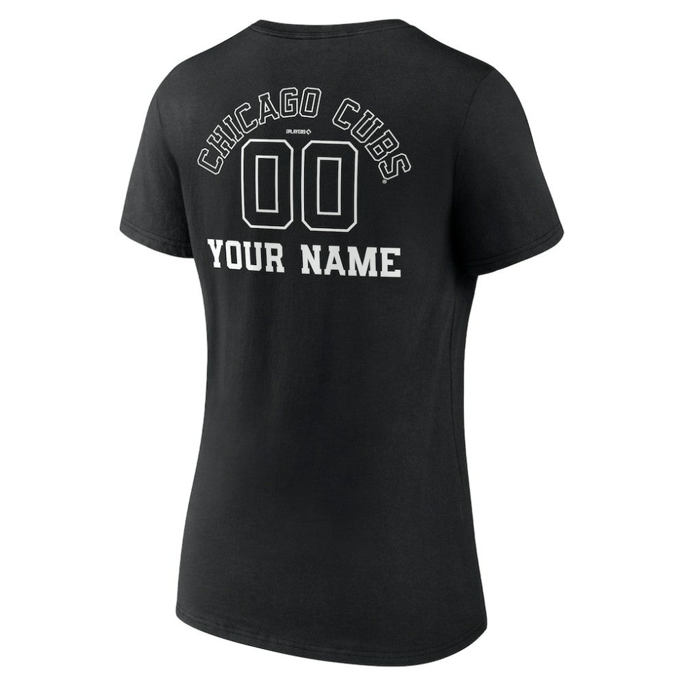 MLB Chicago Cubs Women's Monochrome Personalized Name & Number V-Neck T-Shirt