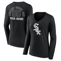 MLB Chicago White Sox Women's Monochrome Personalized Name & Number Long Sleeve V-Neck T-Shirt