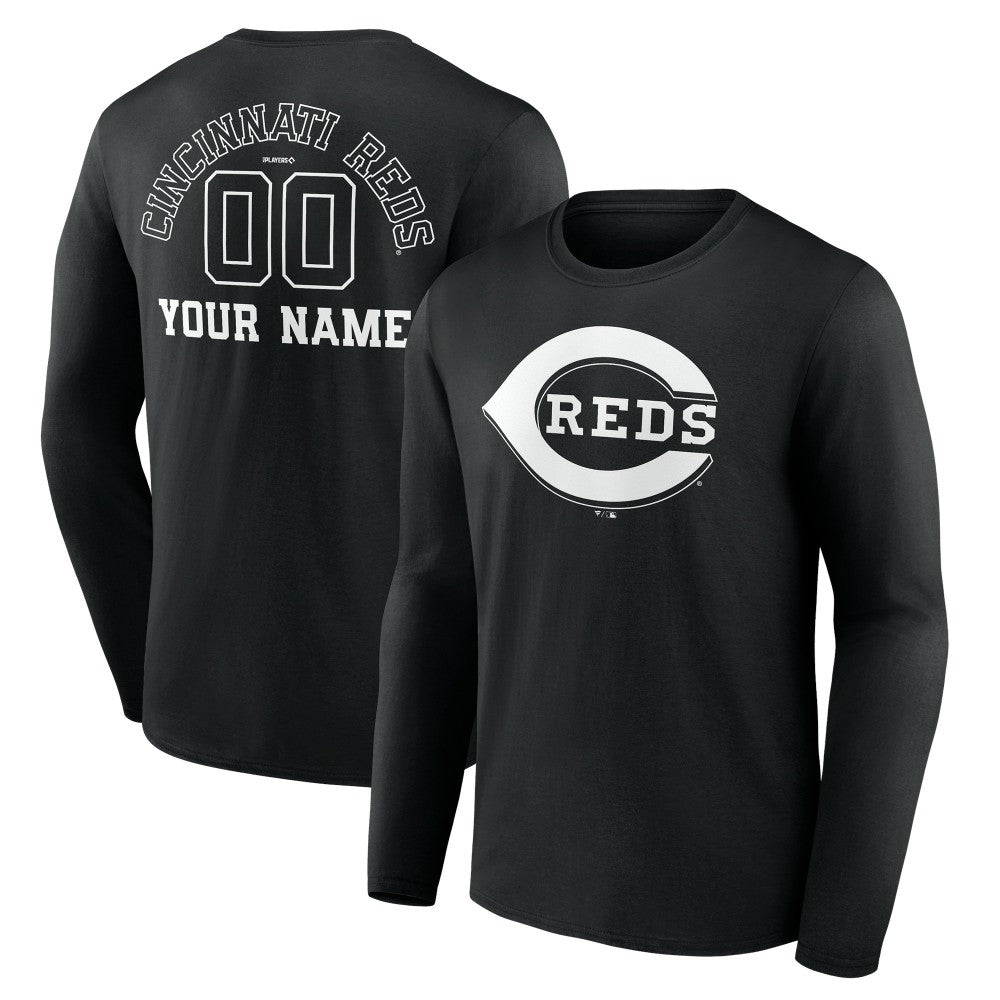 MLB Cincinnati Reds Monochrome Personalized Name & Number Long Sleeve T-Shirt