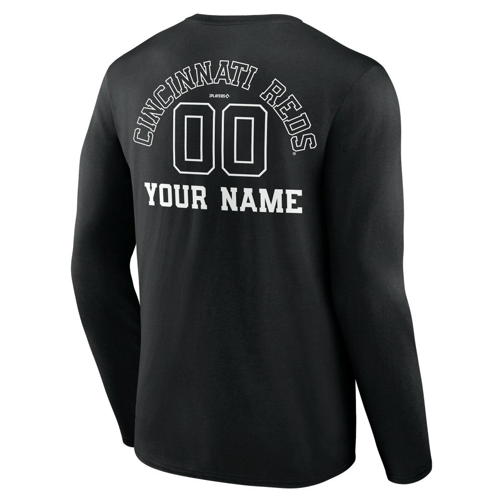 MLB Cincinnati Reds Monochrome Personalized Name & Number Long Sleeve T-Shirt