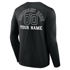 MLB Cincinnati Reds Monochrome Personalized Name & Number Long Sleeve T-Shirt