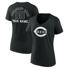 MLB Cincinnati Reds Women's Monochrome Personalized Name & Number V-Neck T-Shirt