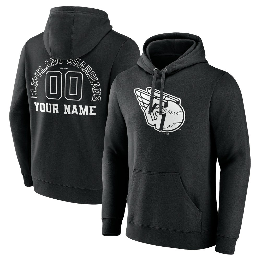MLB Cleveland Guardians Monochrome Personalized Name & Number Pullover Hoodie