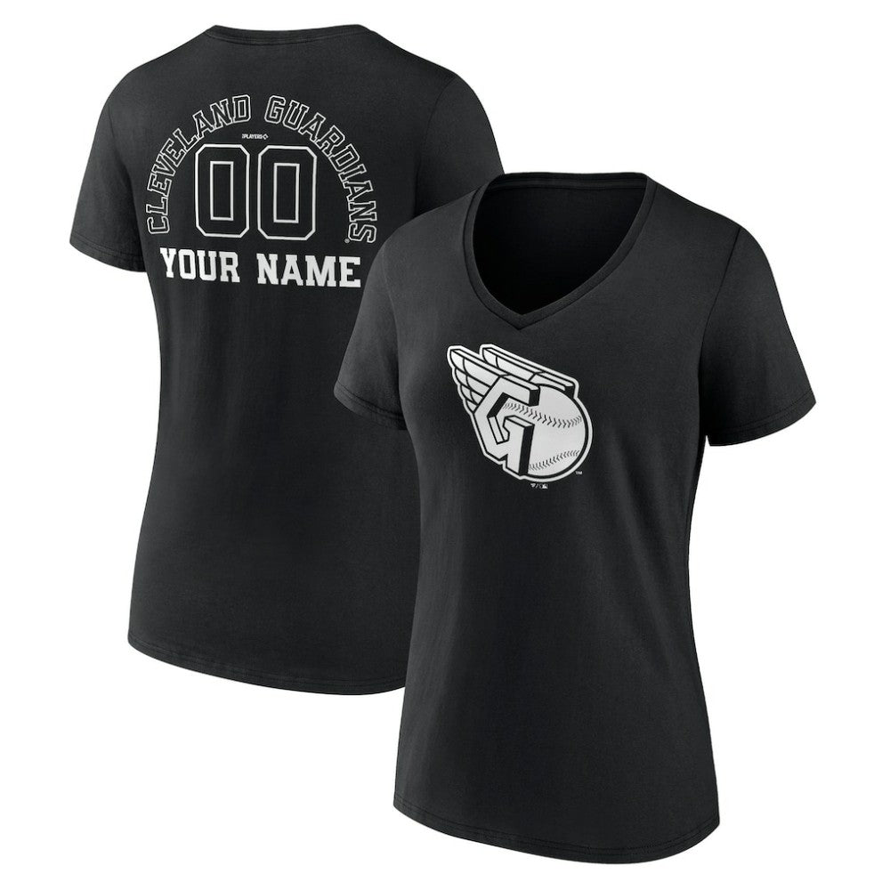 MLB Cleveland Guardians Women's Monochrome Personalized Name & Number V-Neck T-Shirt