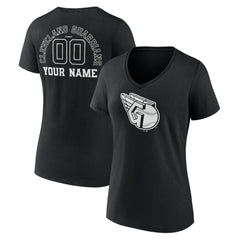 MLB Cleveland Guardians Women's Monochrome Personalized Name & Number V-Neck T-Shirt
