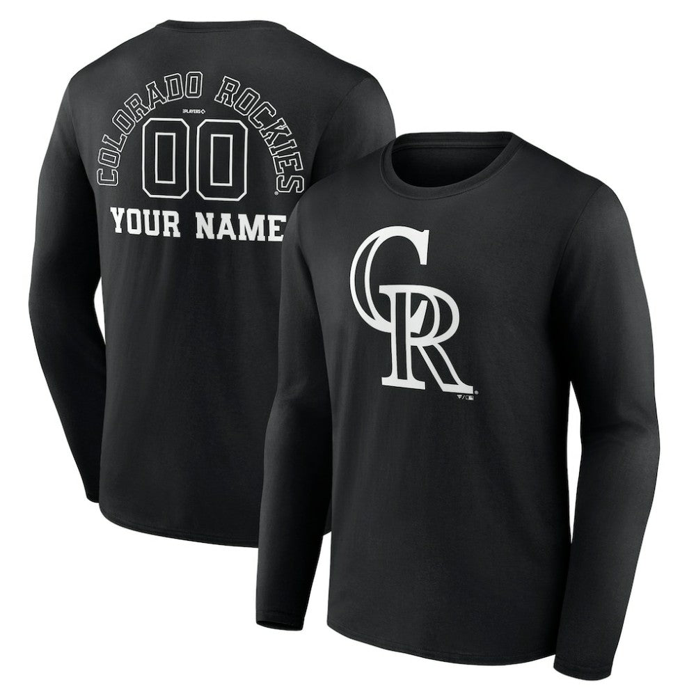 MLB Colorado Rockies Monochrome Personalized Name & Number Long Sleeve T-Shirt