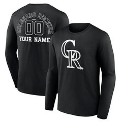 MLB Colorado Rockies Monochrome Personalized Name & Number Long Sleeve T-Shirt