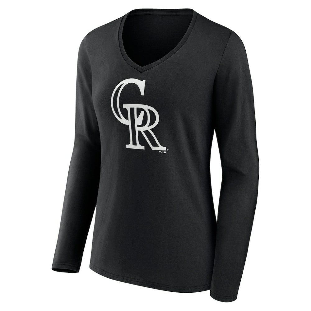 MLB Colorado Rockies Women's Monochrome Personalized Name & Number Long Sleeve V-Neck T-Shirt
