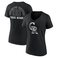 MLB Colorado Rockies Women's Monochrome Personalized Name & Number V-Neck T-Shirt