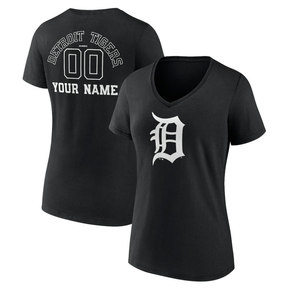 MLB Detroit Tigers Women's Monochrome Personalized Name & Number V-Neck T-Shirt