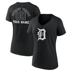 MLB Detroit Tigers Women's Monochrome Personalized Name & Number V-Neck T-Shirt