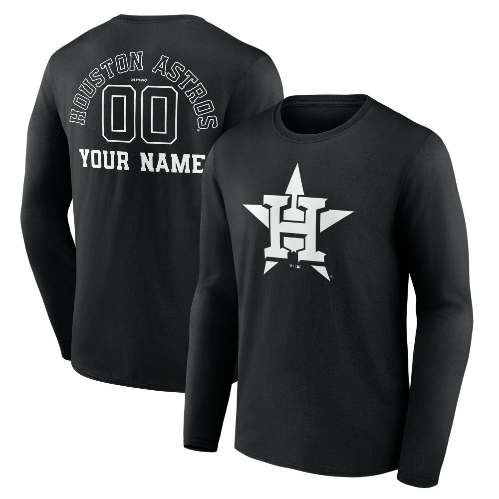 MLB Houston Astros Monochrome Personalized Name & Number Long Sleeve T-Shirt