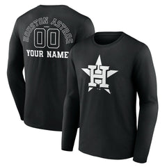 MLB Houston Astros Monochrome Personalized Name & Number Long Sleeve T-Shirt