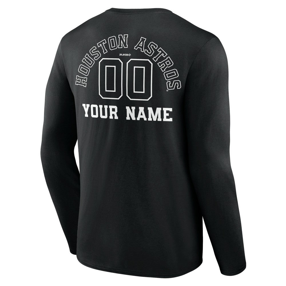 MLB Houston Astros Monochrome Personalized Name & Number Long Sleeve T-Shirt