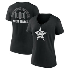 MLB Houston Astros Women's Monochrome Personalized Name & Number V-Neck T-Shirt