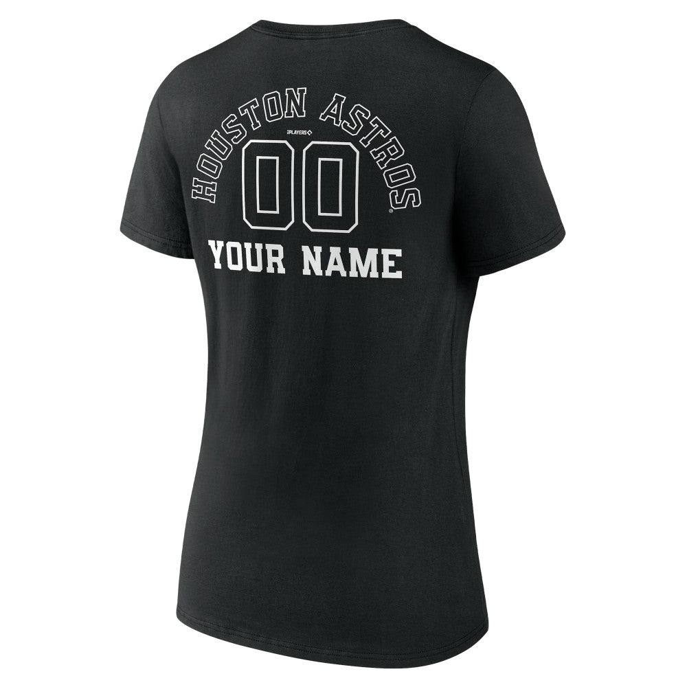 MLB Houston Astros Women's Monochrome Personalized Name & Number V-Neck T-Shirt
