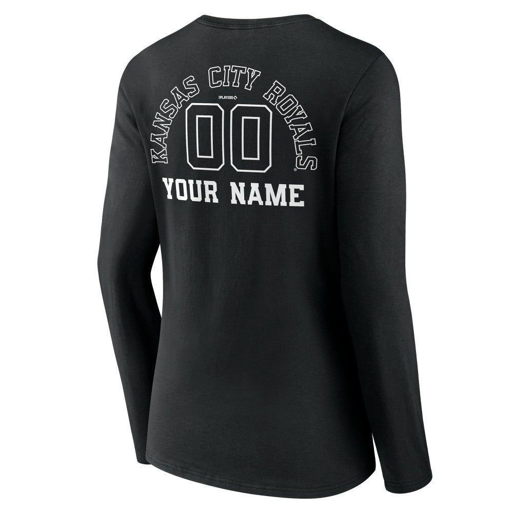 MLB Kansas City Royals Women's Monochrome Personalized Name & Number Long Sleeve V-Neck T-Shirt